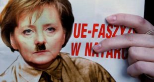The cover of March number of newspaper 'Najwyzszy Czas!' shows a picture of German chancelor Angela Merkel in a brown uniform with a moustache looking like Adolf Hitler, 2 March 2007. EPA/STF +++(c) dpa - Bildfunk+++